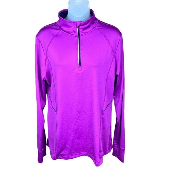 RBX Athletic Top Jersey Pullover Neck Zipper Purple Pink Long Sleeves Large - Picture 1 of 16